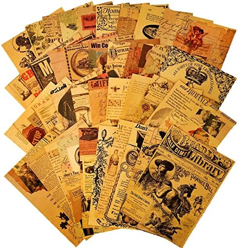 Vilikya Decoupage Papír Scrapbooking Papír, Vintage nátronpapír a Szemét Journal Kellékek, 40 Lap Dekoratív Kézműves Papír