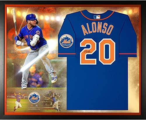 Pete Alonso New York Mets Keretes Dedikált Kék Nike Hiteles Jersey Kollázs - Dedikált MLB Mezek