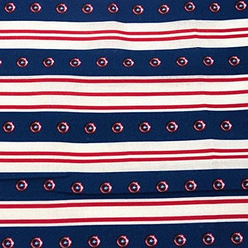 Csíkos Amerikai Pajzs Design Pamut Foltvarrás Szövet, A gyár által (Piros, Fehér, Kék, Sötétkék)