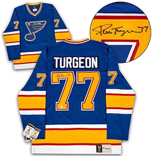 Pierre Turgeon St Louis Blues Aláírt Retro Fanatikusok Jersey - Dedikált NHL-Mezek
