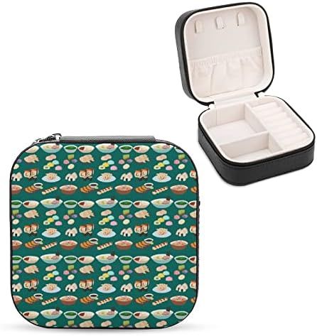 Sushi Japán Ételek Női Prémium Utazási Kis Ékszeres Doboz, Nyaklánc, Gyűrű, Tároló Szervező Mini vitrin