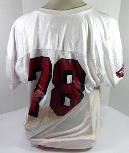 2002-ben a San Francisco 49ers Scott Gragg 78 Játék Használt Fehér Gyakorlat Jersey 2X 45 - Aláíratlan NFL Játék Használt