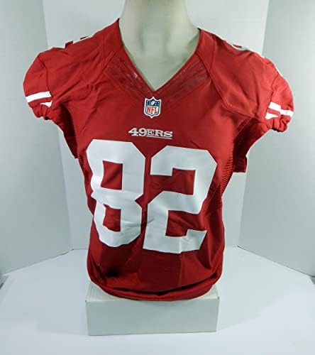 2012-es San Francisco 49ers Mario Manningham 82 Játék Kiadott Piros Mez 46 DP34818 - Aláíratlan NFL Játék Használt Mezek