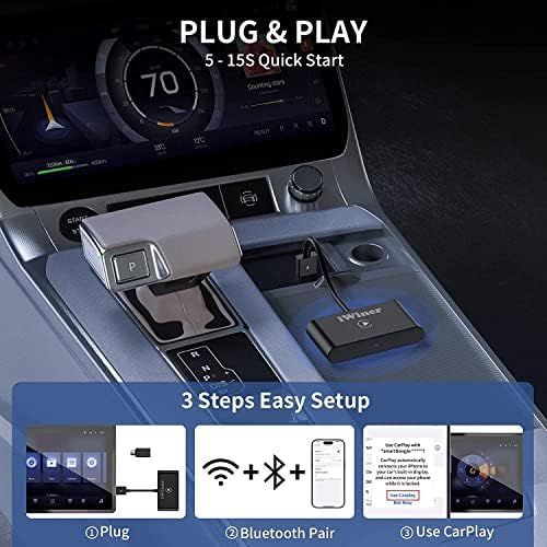 Vezeték nélküli Carplay Adapter, iWiner 2023 Frissítés CarPlay Vezeték nélküli Adapter Adapter iPhone(én-OS 10+) Automatikus