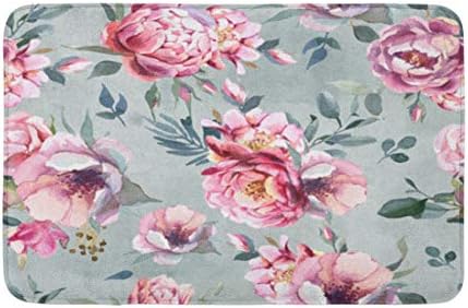 Topyee Fürdőszoba Decor 16 X 24 Szőnyeg Akvarell Minta Bazsarózsa, valamint Blosom Virágok Splash Virágos Elem Hangulatos