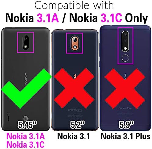 Asuwish Kompatibilis Nokia 3.1 C/3.1 Tárca az Esetben Edzett Üveg kijelző Védő fólia Hitelkártya Birtokos Flip Táska Csuklópántot