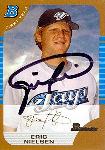 Autogramot Raktár 637853 Eric Nielsen Dedikált Baseball Kártya - Toronto Blue Jays 2005 Bowman Első Arany Újonc Vastag -